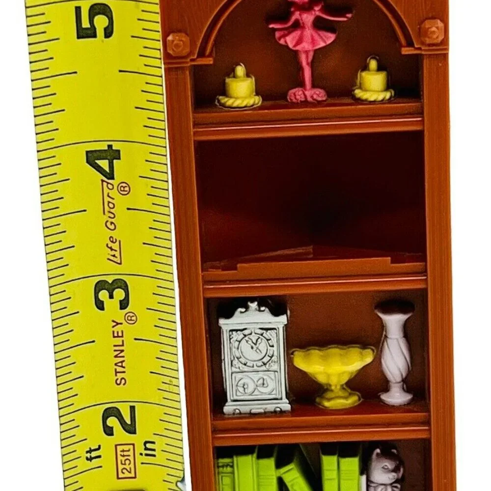 Fisher Price Loving Family Dollhouse Brown Corner Bookcase Book Shelf Curio 0725